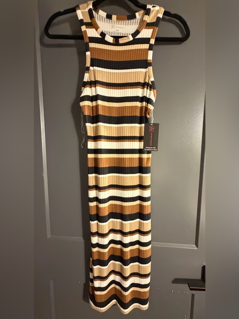 No Boundaries Racerback Ribbed Striped Bodycon Dress - Picture 2 of 7